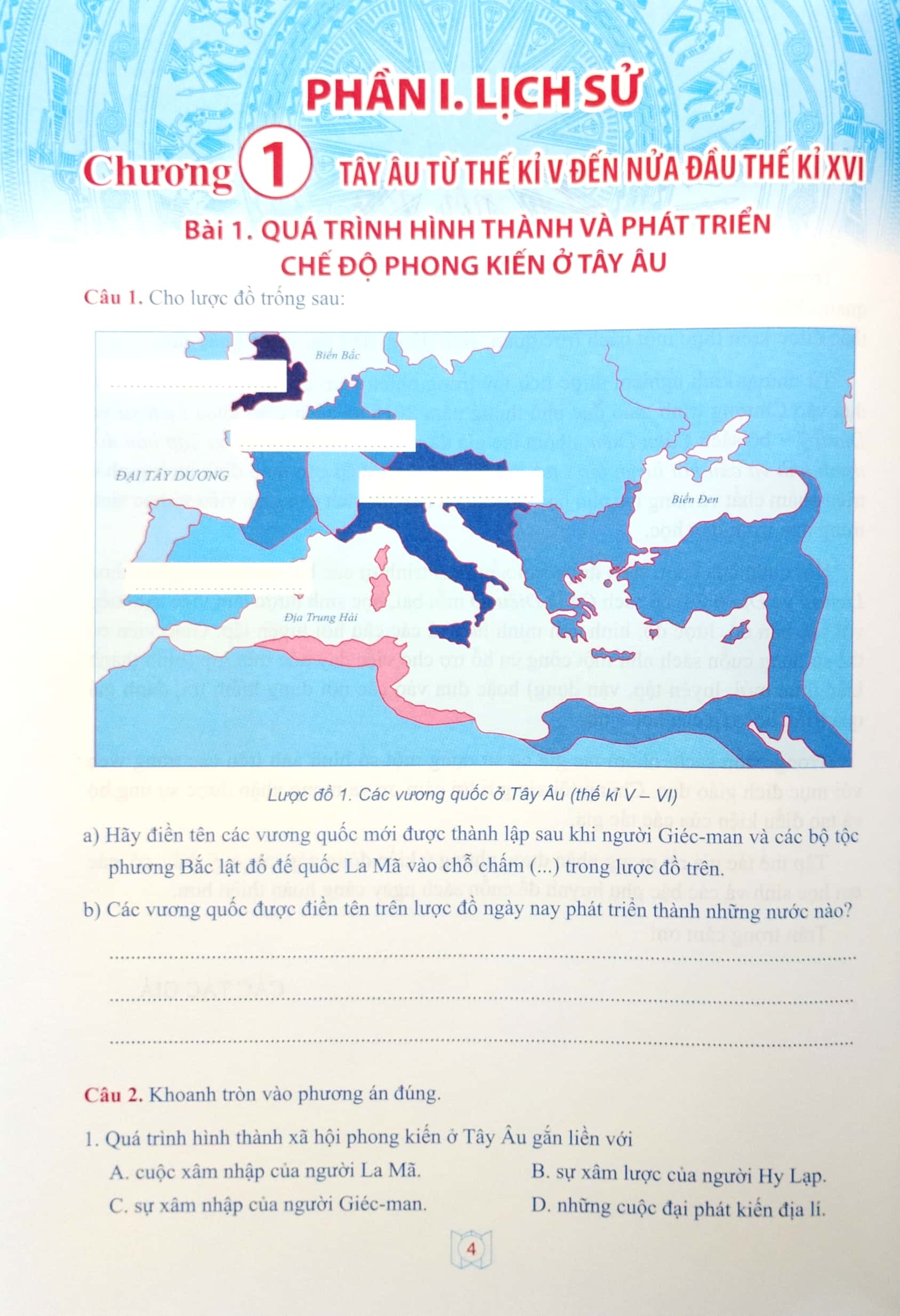 tập bản đồ, tranh ảnh và câu hỏi luyện tập lịch sử 7 (cánh diều)