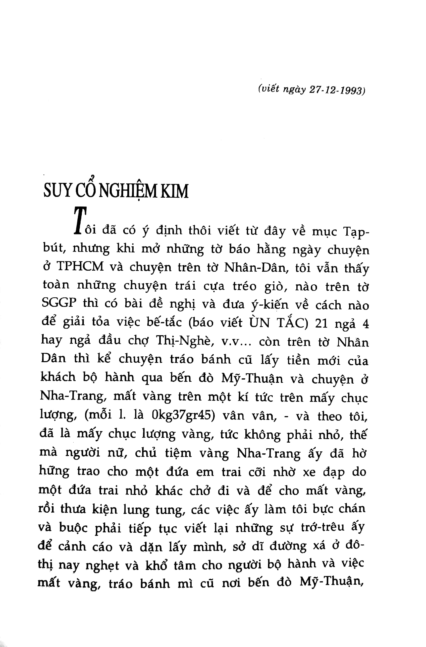 tạp bút năm giáp tuất 1994 - di cảo