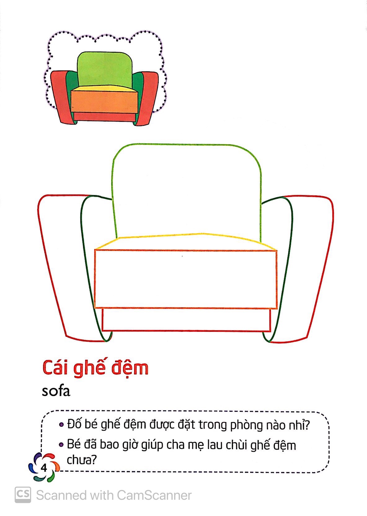 tập tô màu và nhận biết thế giới xung quanh - đồ dùng gia đình