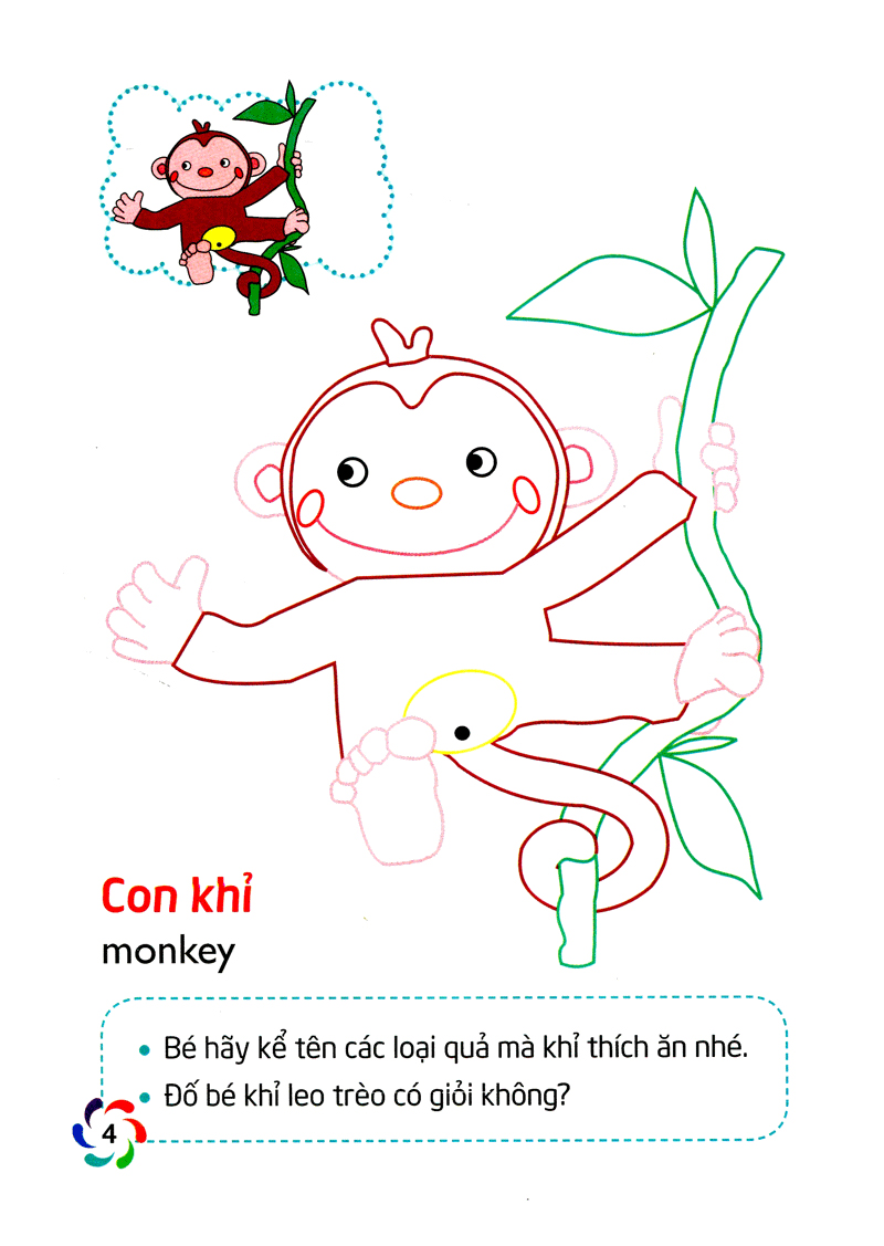 tập tô màu và nhận biết thế giới xung quanh - động vật hoang dã