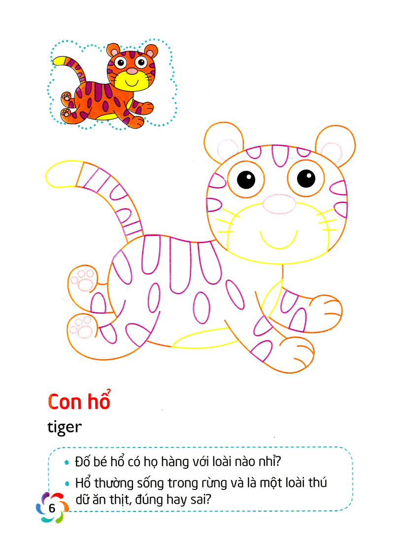 tập tô màu và nhận biết thế giới xung quanh - động vật hoang dã