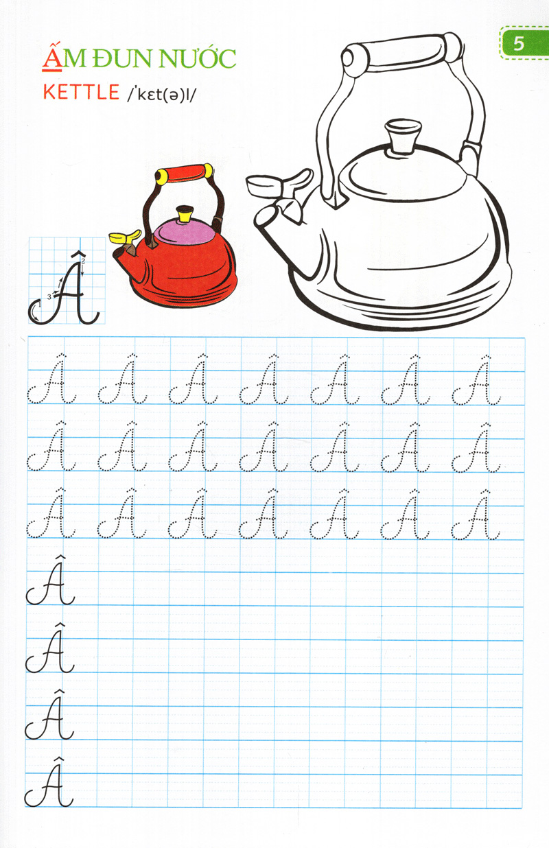 tập viết chữ đẹp & tô màu - kiểu chữ hoa (khổ nhỏ)