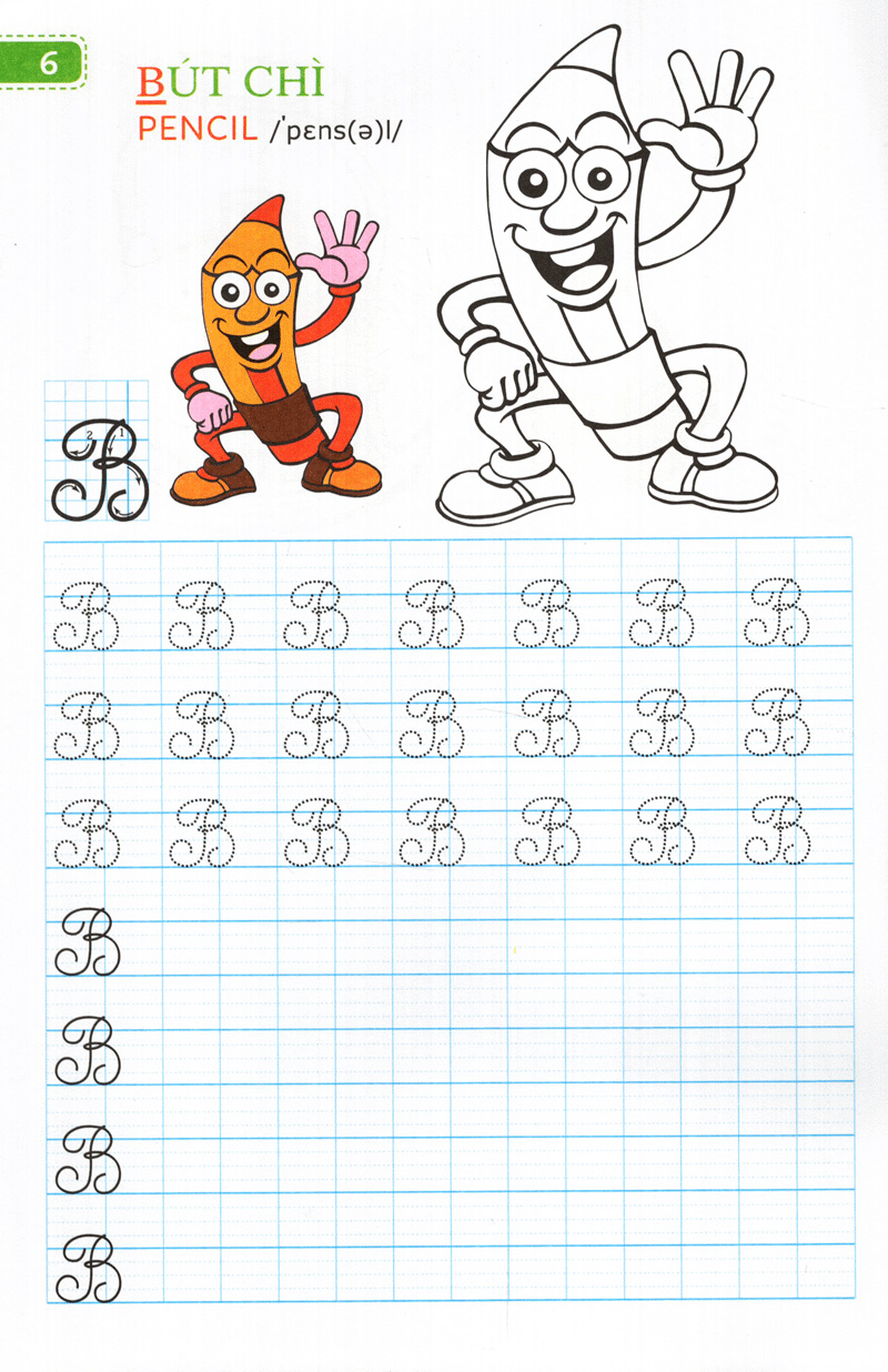 tập viết chữ đẹp & tô màu - kiểu chữ hoa (khổ nhỏ)