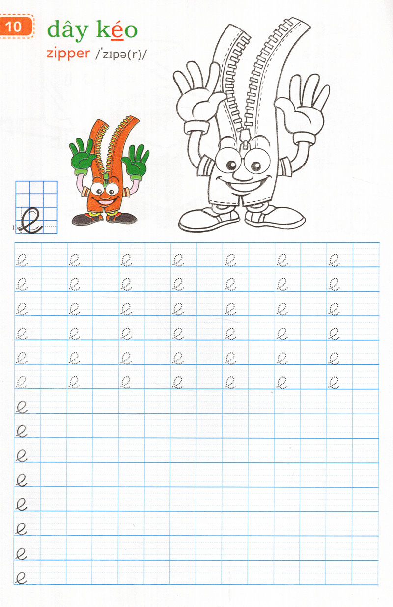 tập viết chữ đẹp & tô màu - kiểu chữ thường (khổ nhỏ)