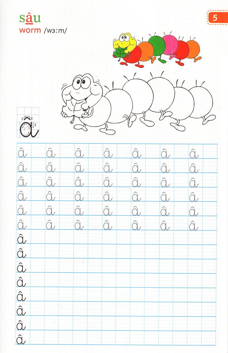 tập viết chữ đẹp & tô màu - kiểu chữ thường (khổ nhỏ)