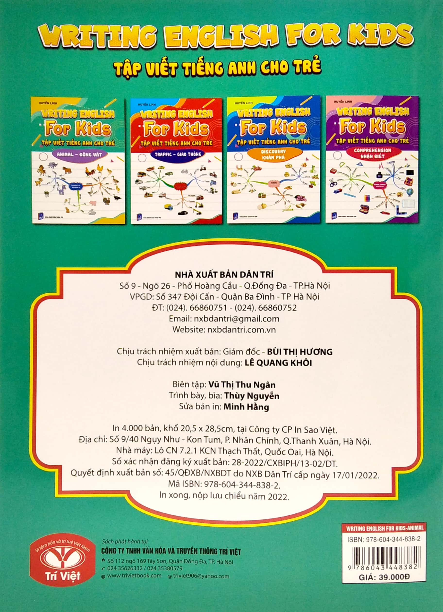 tập viết tiếng anh cho trẻ - động vật