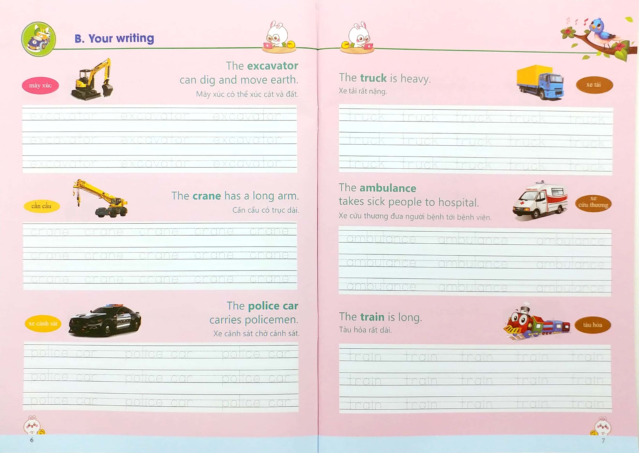 tập viết tiếng anh cho trẻ - giao thông