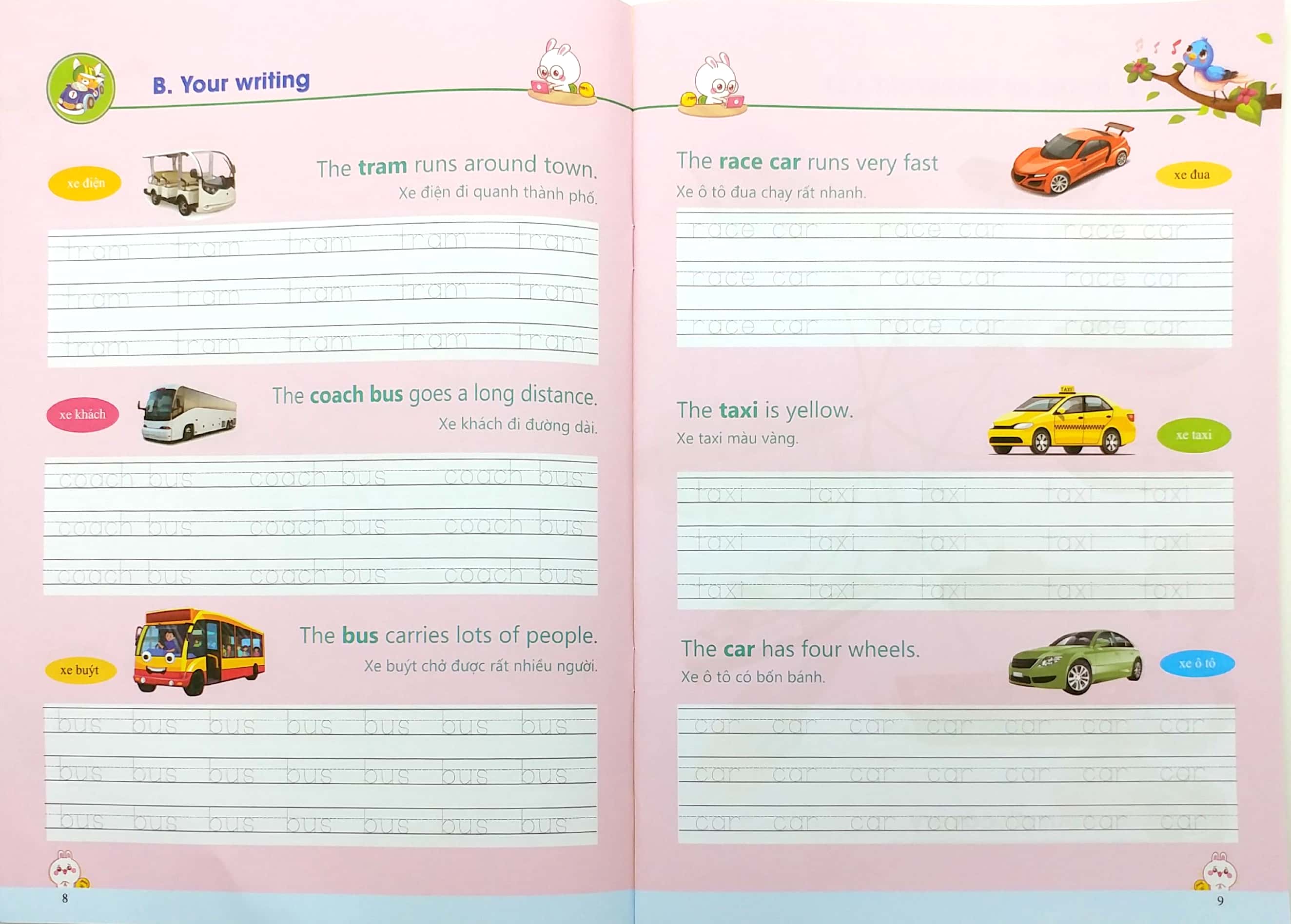 tập viết tiếng anh cho trẻ - giao thông