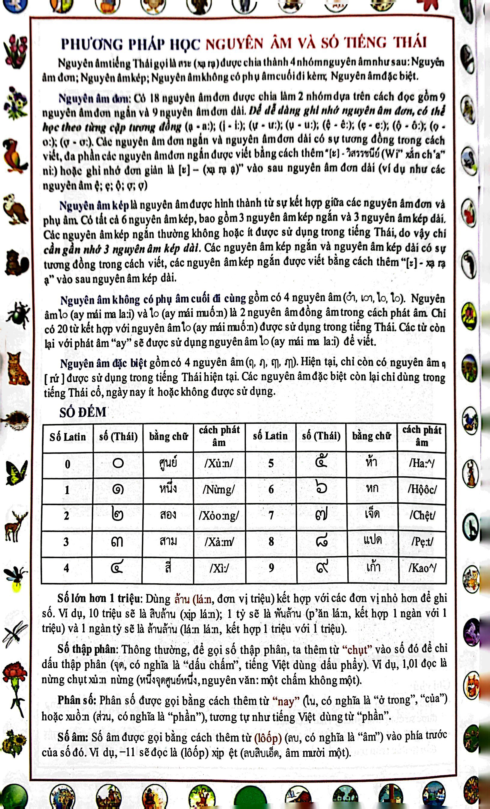 tập viết tiếng thái - nguyên âm và số