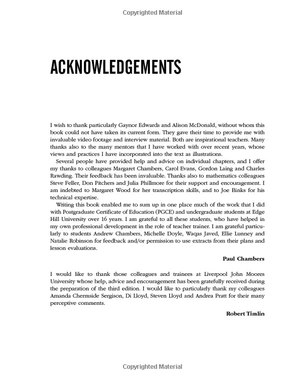 teaching mathematics in the secondary school (developing as a reflective secondary teacher)