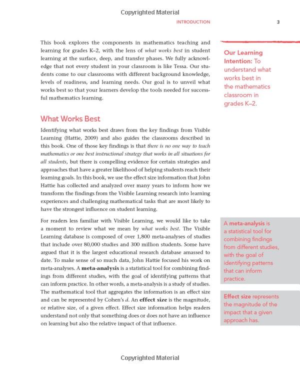 teaching mathematics in the visible learning classroom, grades k-2 (corwin mathematics series)