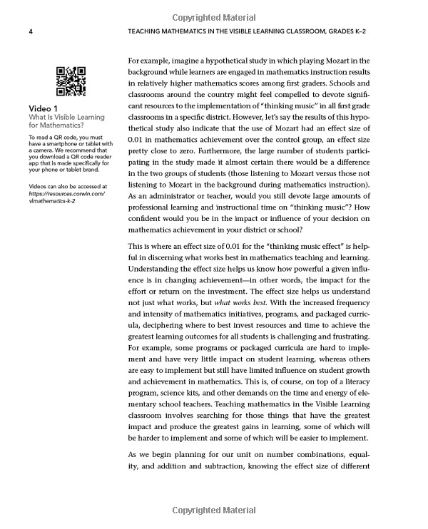 teaching mathematics in the visible learning classroom, grades k-2 (corwin mathematics series)