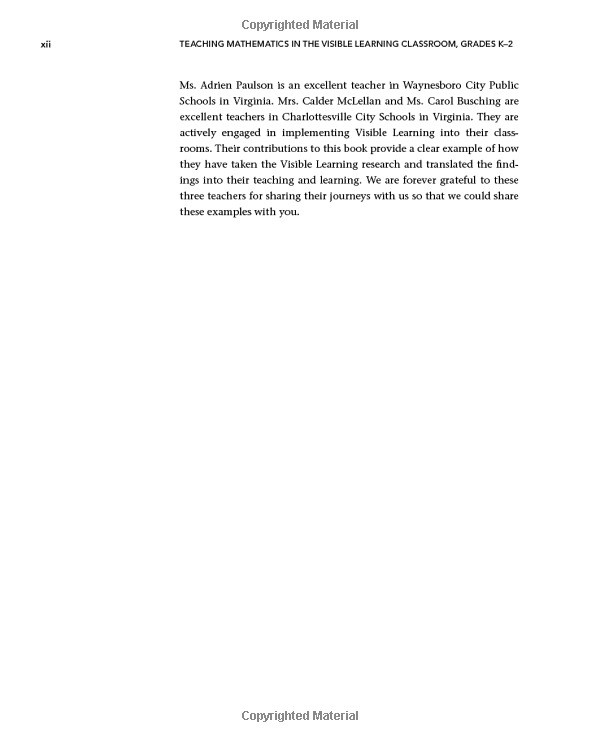 teaching mathematics in the visible learning classroom, grades k-2 (corwin mathematics series)