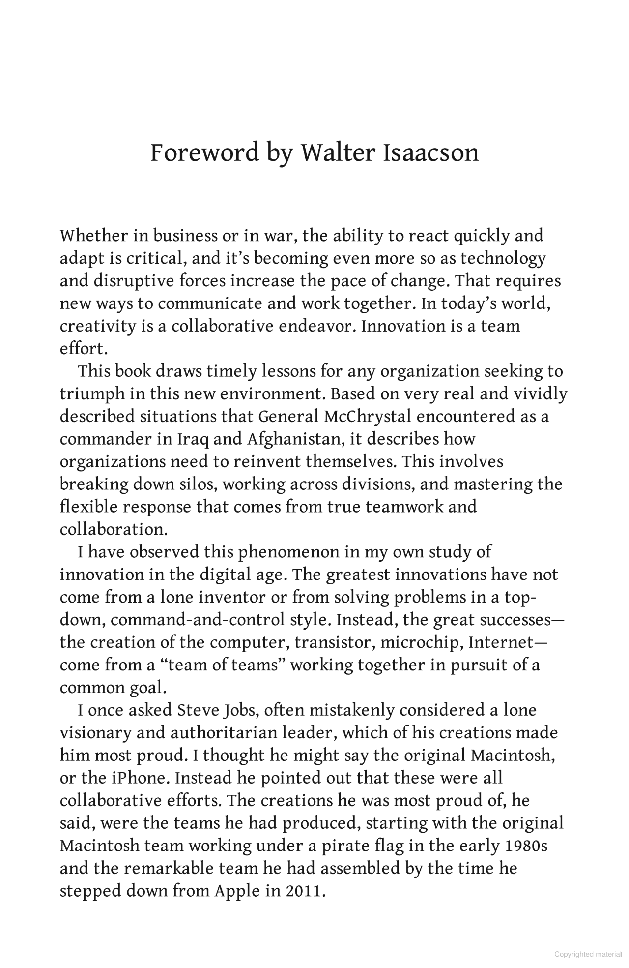 team of teams: new rules of engagement for a complex world