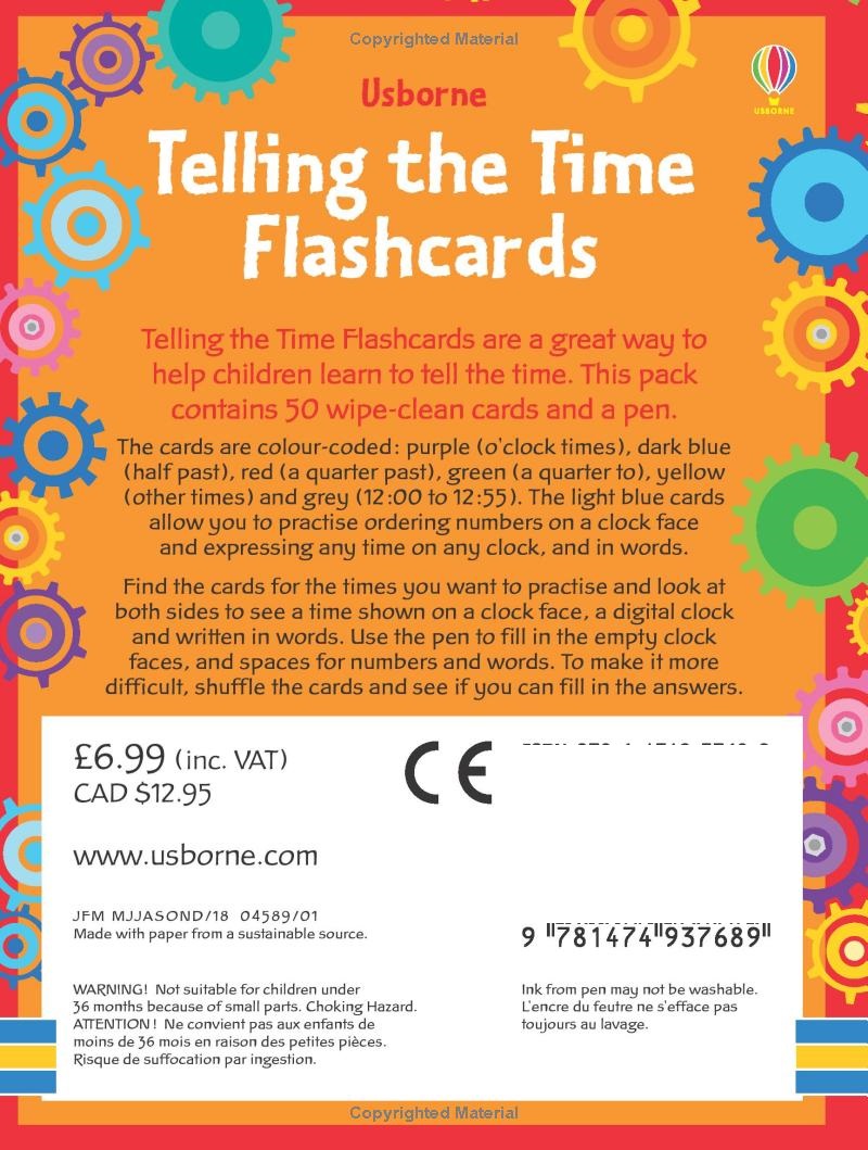 telling the time flashcards