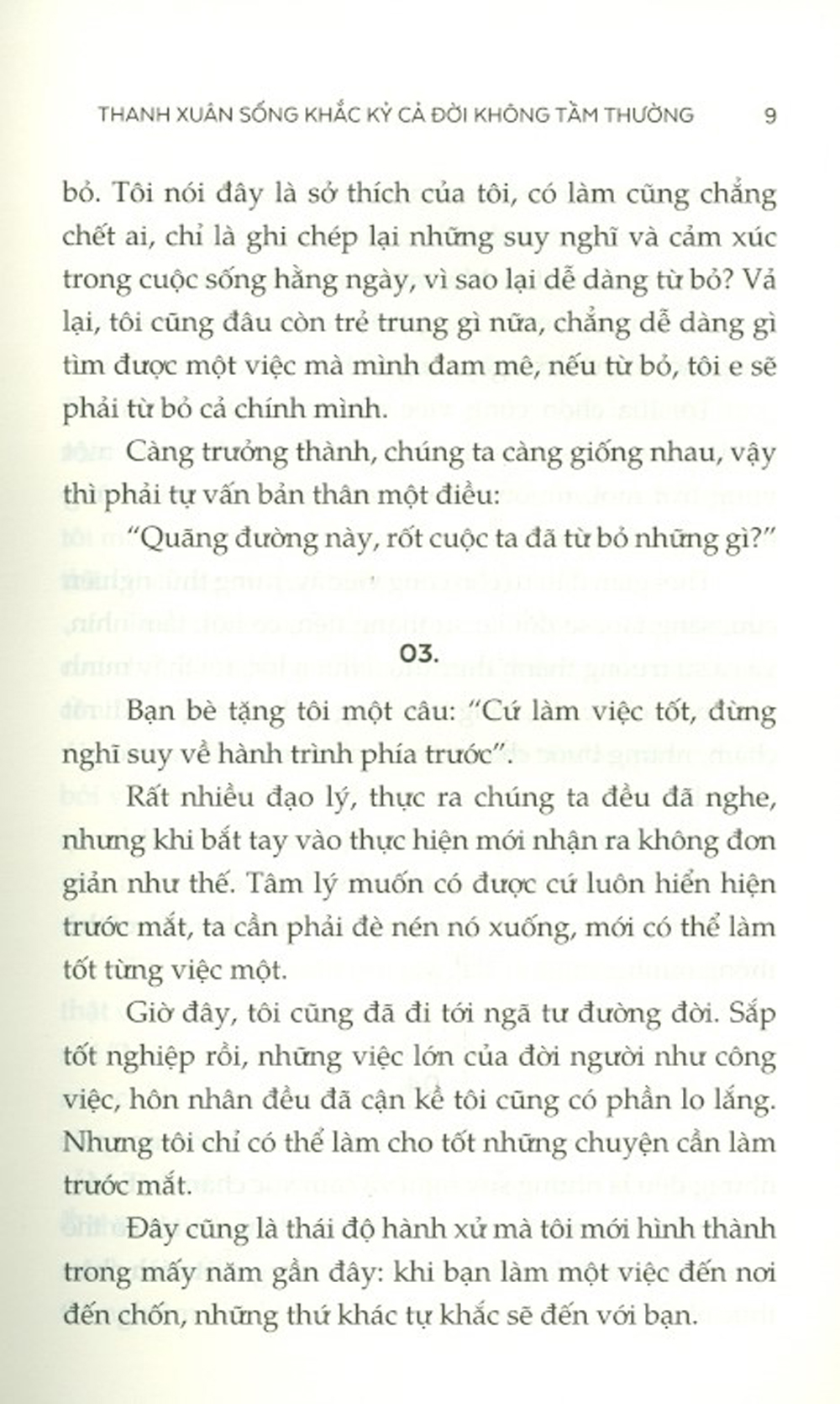 thanh xuân sống khắc kỷ cả đời không tầm thường