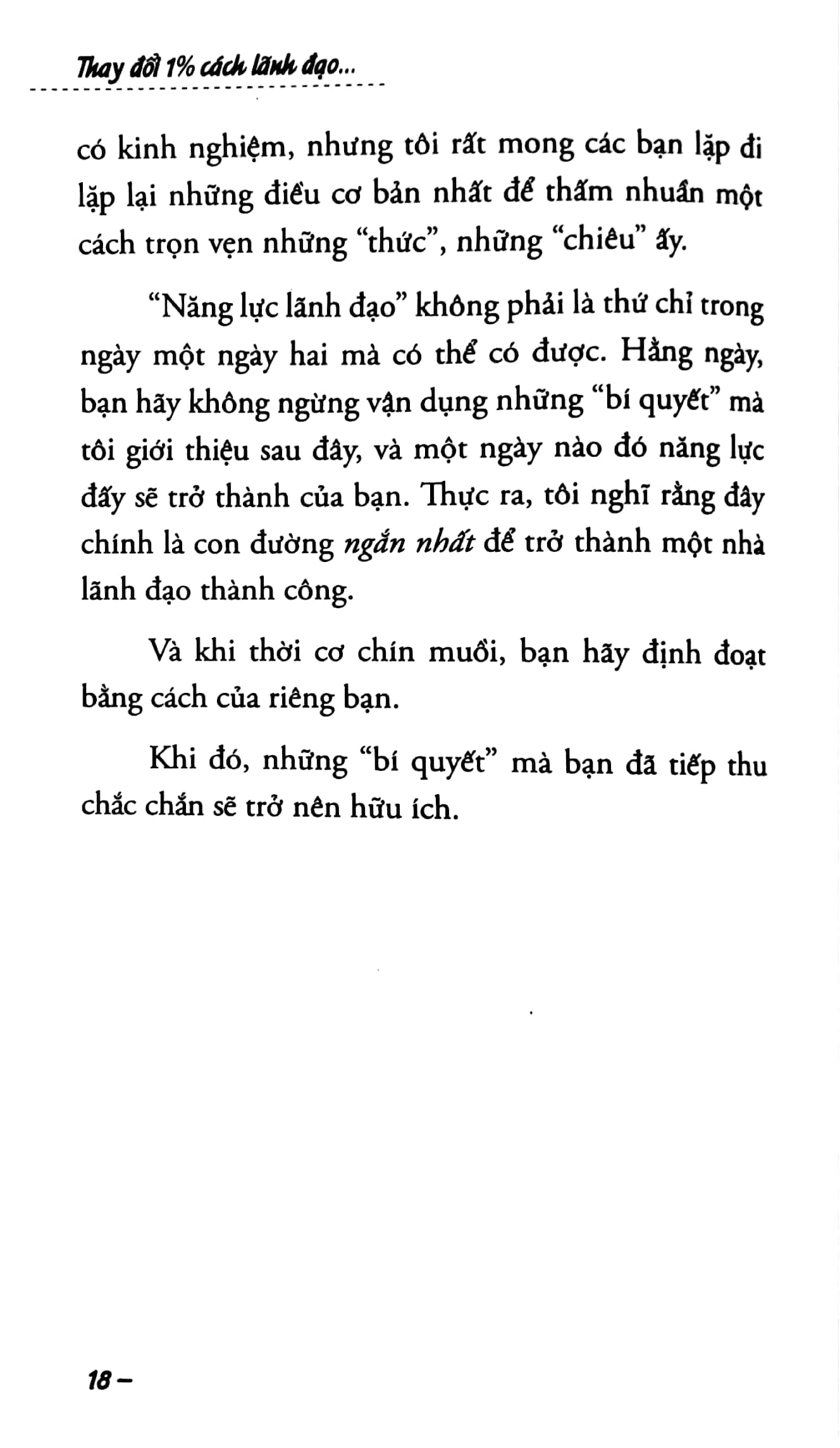 thay đổi 1% cách lãnh đạo - 99% đạt thành công