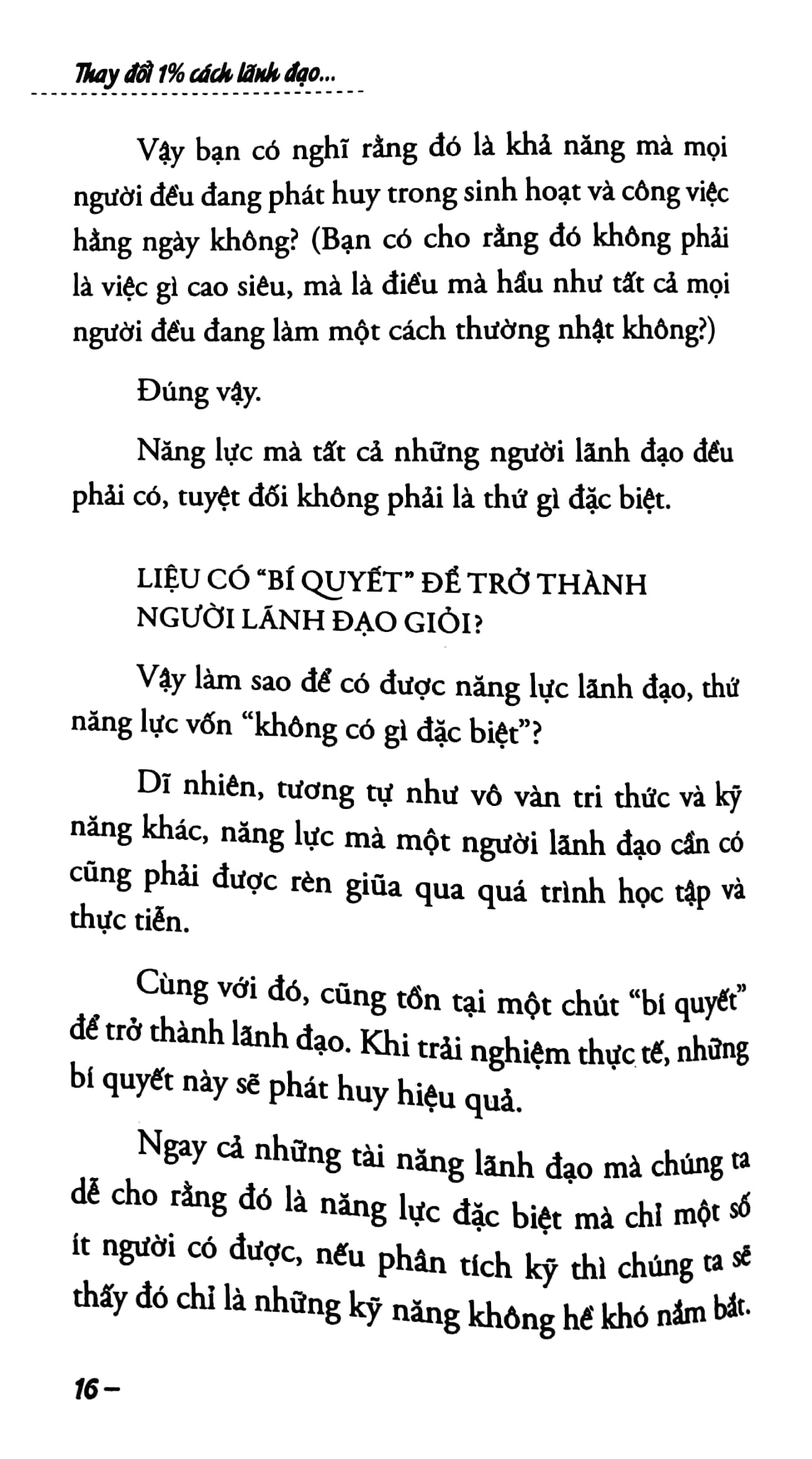 thay đổi 1% cách lãnh đạo - 99% đạt thành công