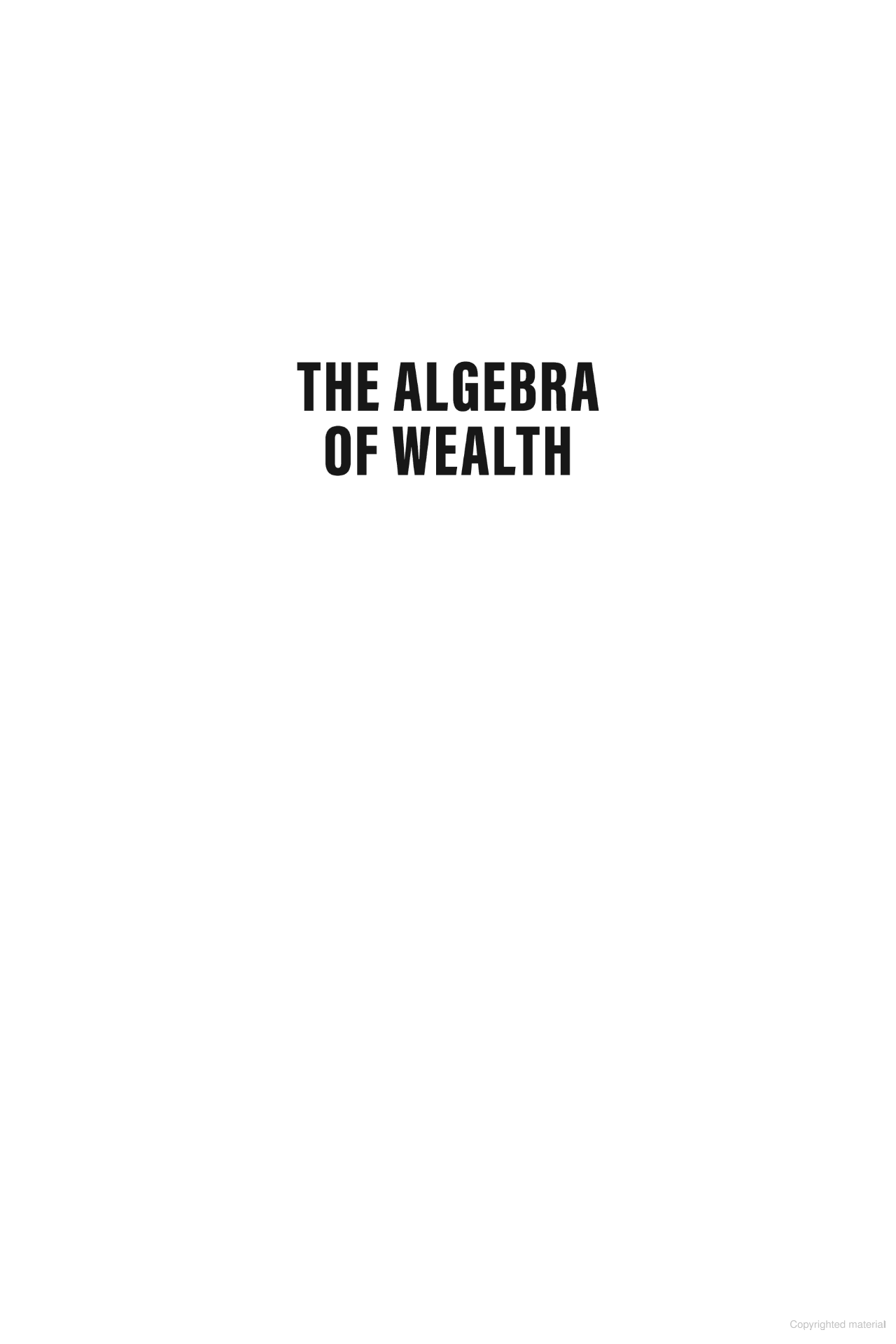 the algebra of wealth