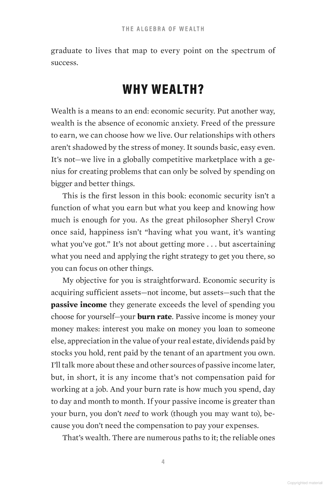 the algebra of wealth