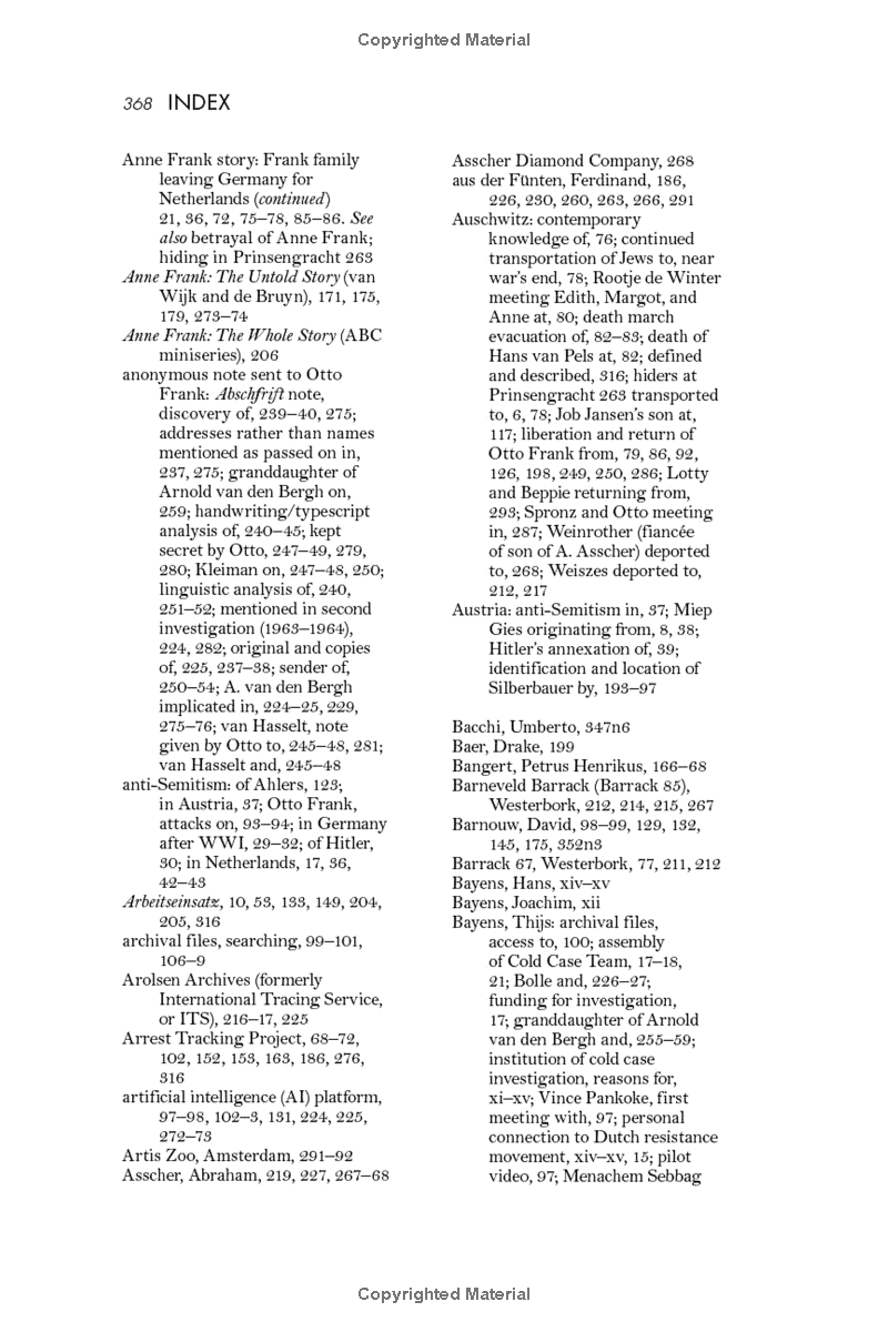 the betrayal of anne frank: a cold case investigation