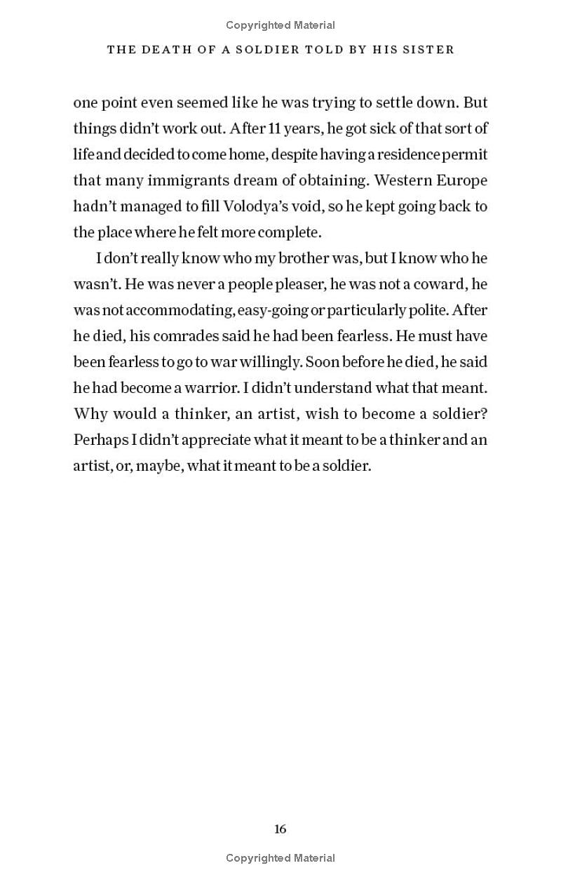 the death of a soldier told by his sister