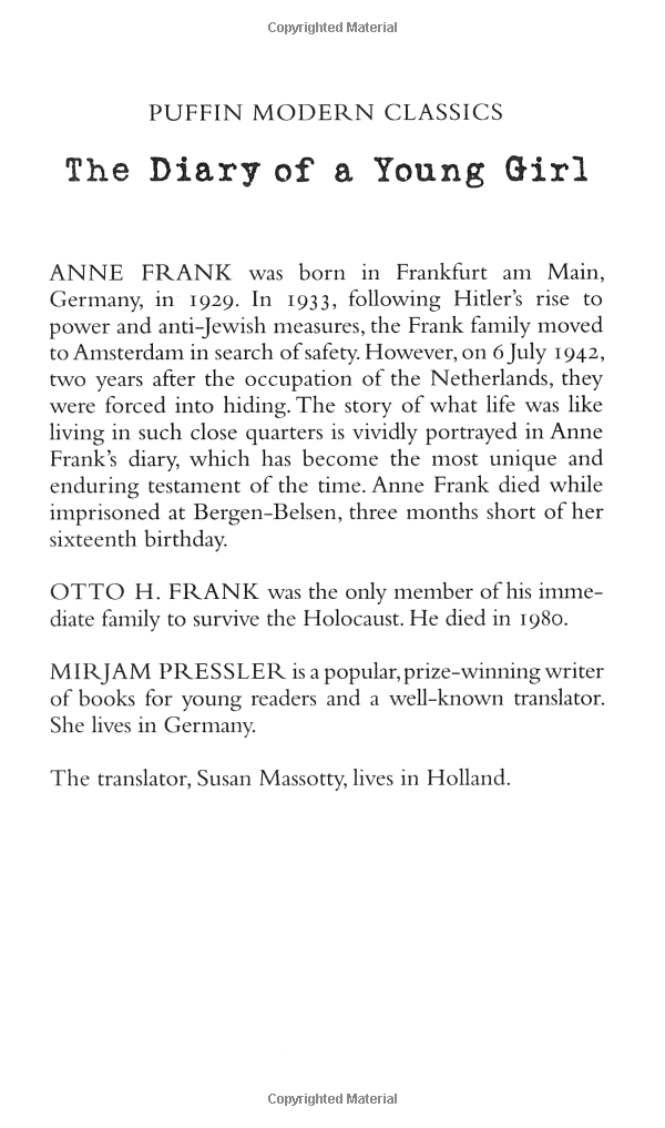 The Diary of a Young Girl. Anne Frank (Puffin Modern Classics)