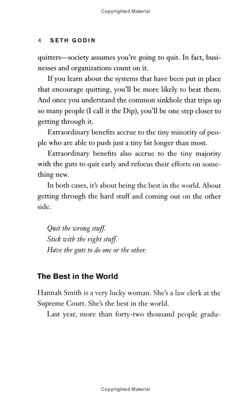 the dip - the extraordinary benefits of knowing when to quit (and when to stick)