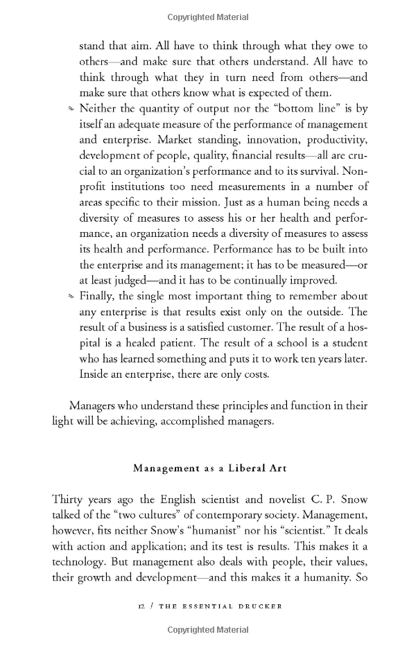 the essential drucker: the best of sixty years of peter drucker's essential writings on management (collins business essentials)