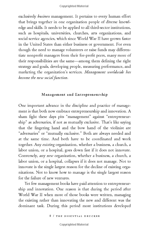 the essential drucker: the best of sixty years of peter drucker's essential writings on management (collins business essentials)