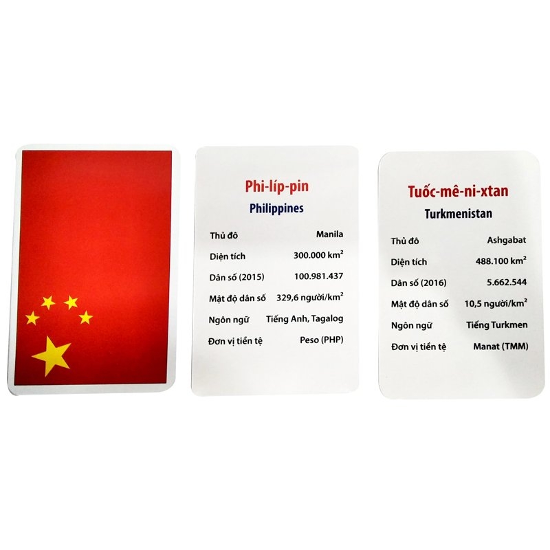 thẻ học thông minh - quốc kỳ các nước châu á