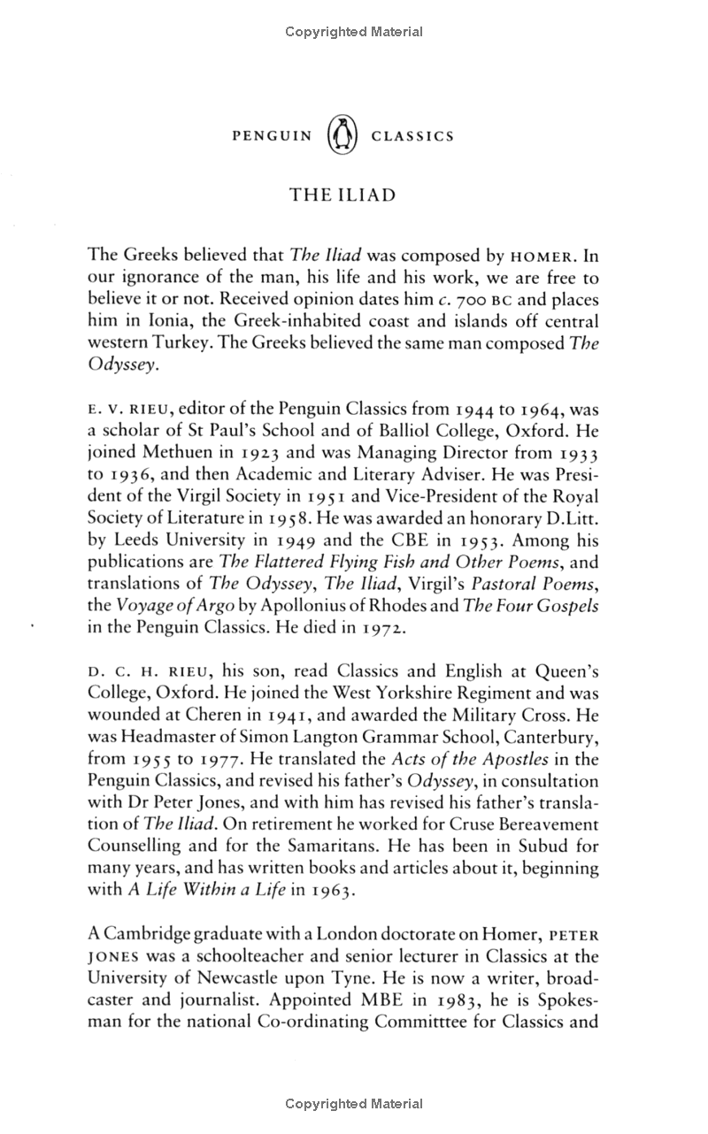 the iliad (penguin classic)