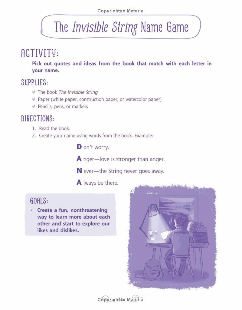 the invisible string workbook: creative activities to comfort, calm, and connect
