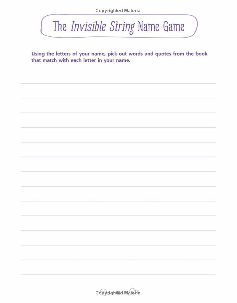 the invisible string workbook: creative activities to comfort, calm, and connect