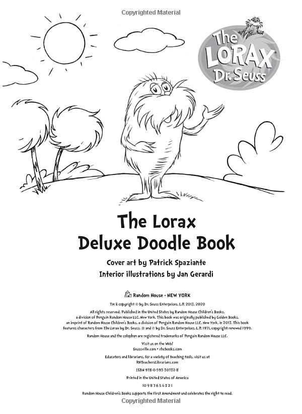 the lorax deluxe doodle book (dr. seuss's the lorax books)