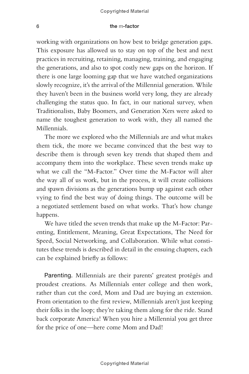 the m-factor: how the millennial generation is rocking the workplace