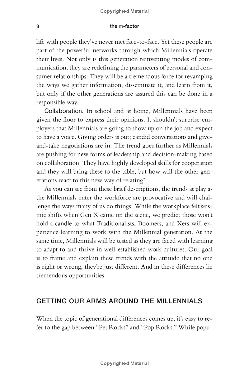 the m-factor: how the millennial generation is rocking the workplace