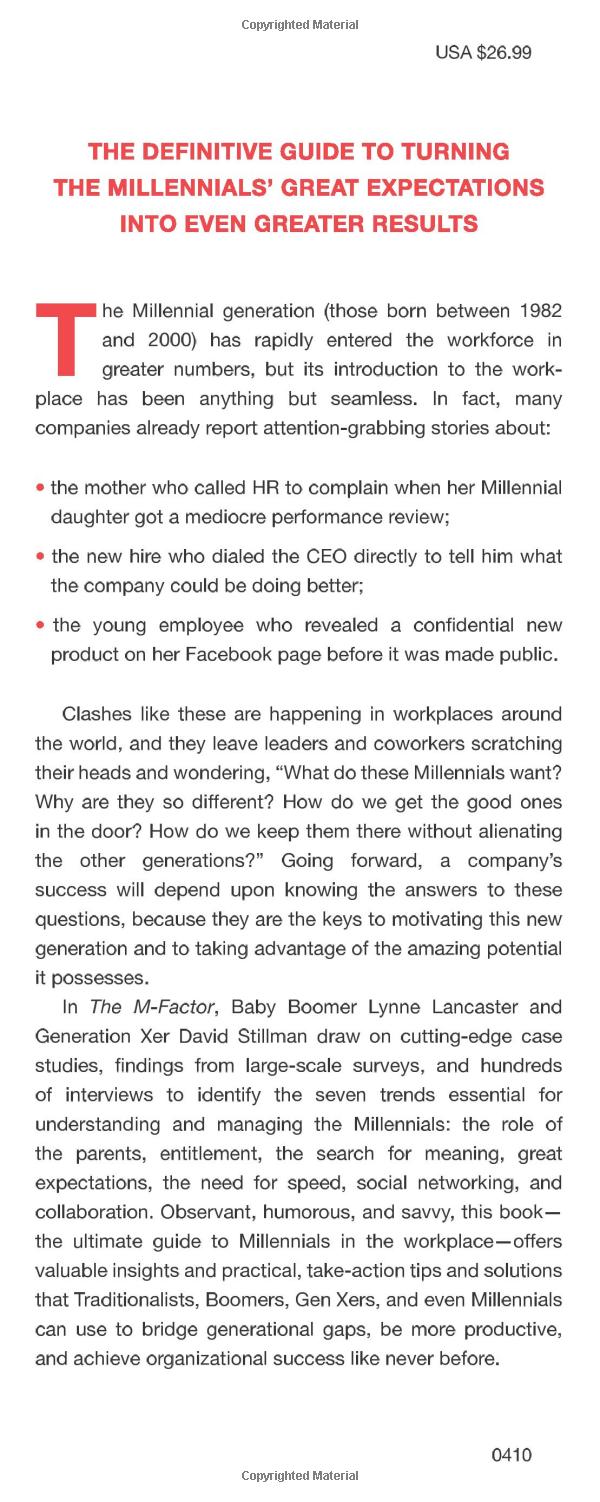 the m-factor: how the millennial generation is rocking the workplace