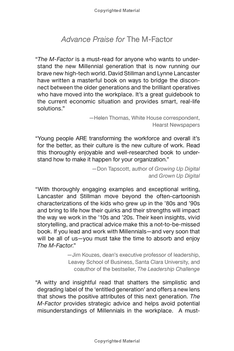 the m-factor: how the millennial generation is rocking the workplace