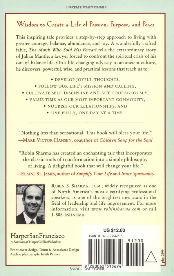 the monk who sold his ferrari: a fable about fulfilling your dreams and reaching your destiny