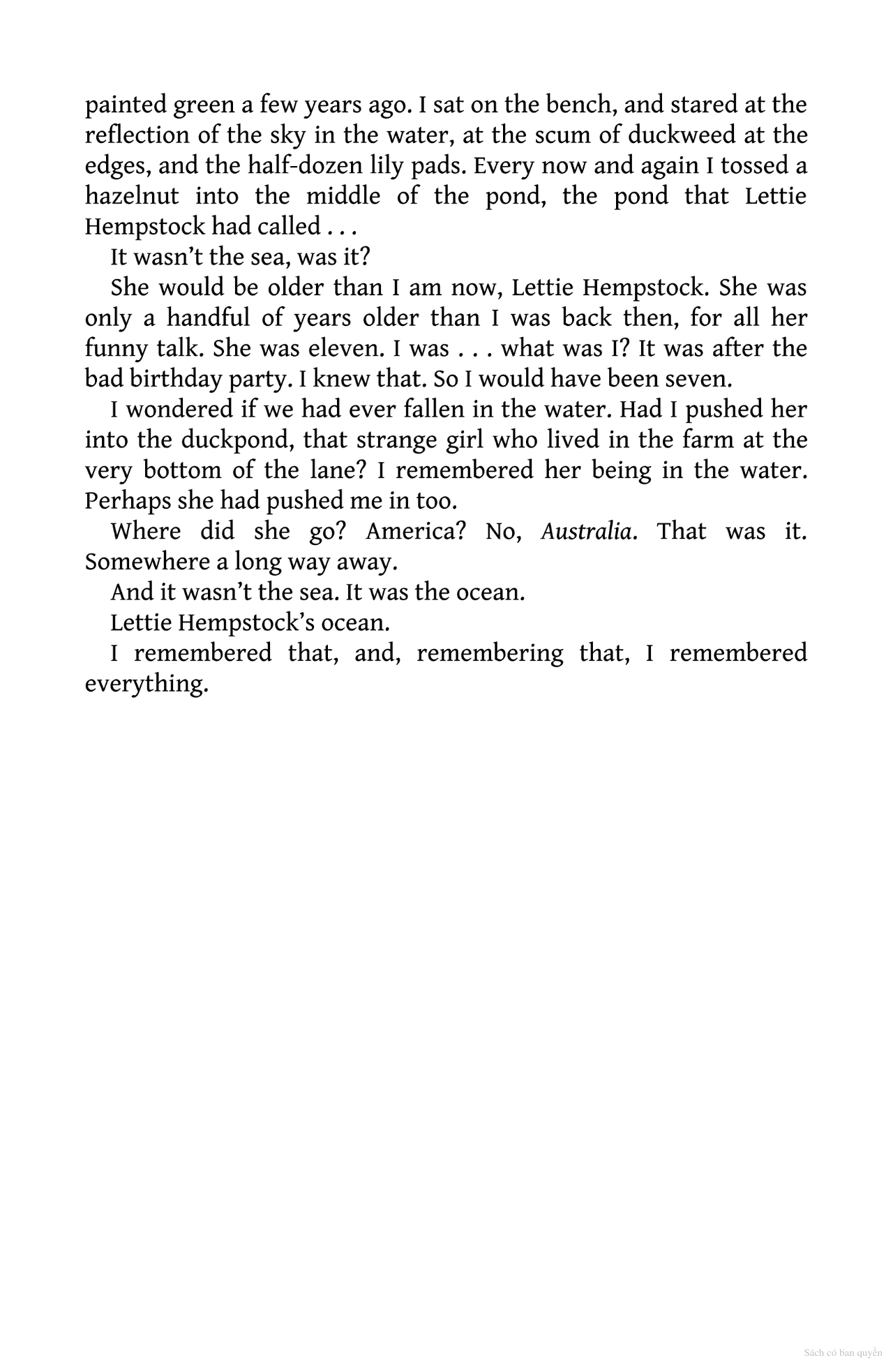 the ocean at the end of the lane