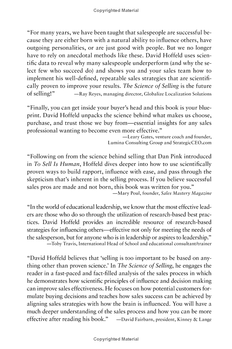 the science of selling: proven strategies to make your pitch, influence decisions, and close the deal
