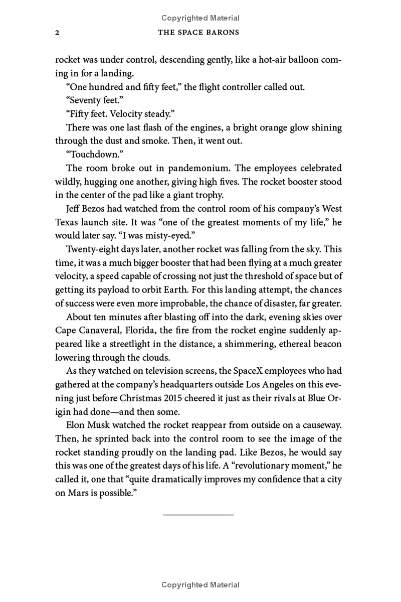 the space barons: elon musk, jeff bezos, and the quest to colonize the cosmos