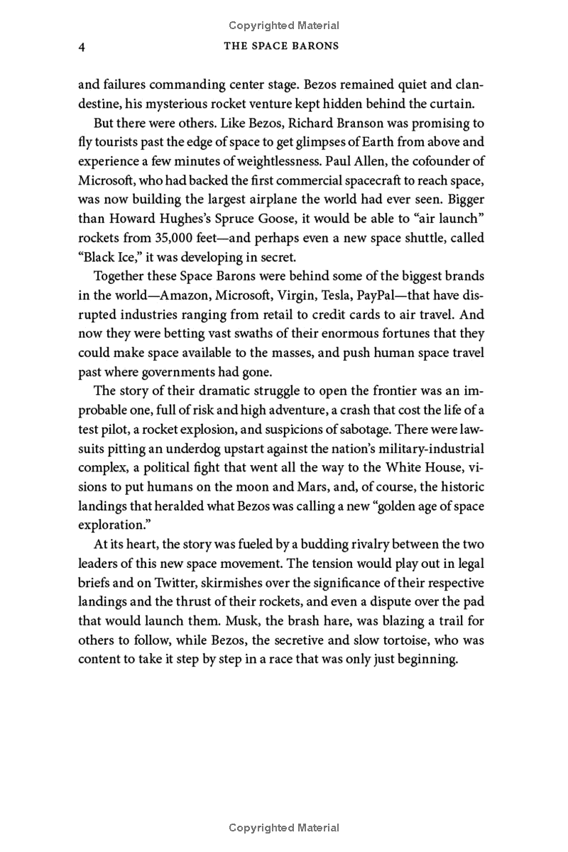 the space barons: elon musk, jeff bezos, and the quest to colonize the cosmos
