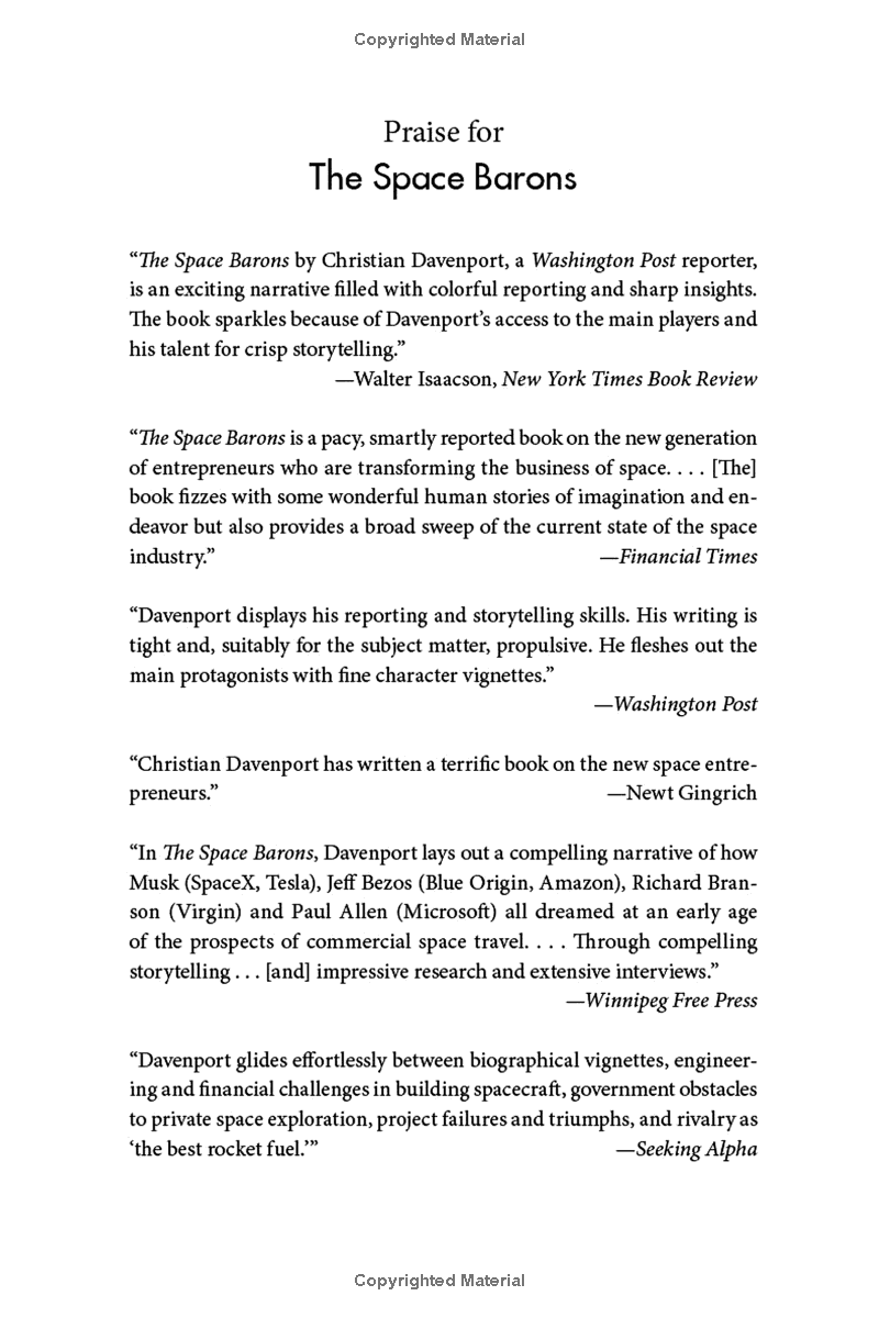 the space barons: elon musk, jeff bezos, and the quest to colonize the cosmos