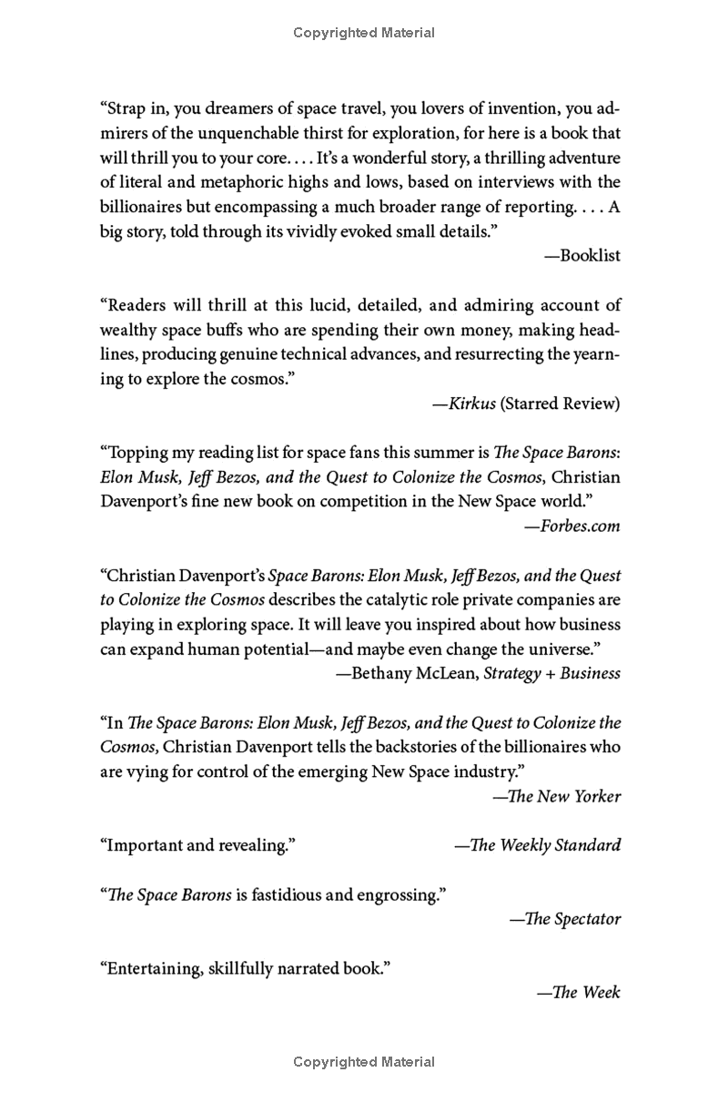 the space barons: elon musk, jeff bezos, and the quest to colonize the cosmos