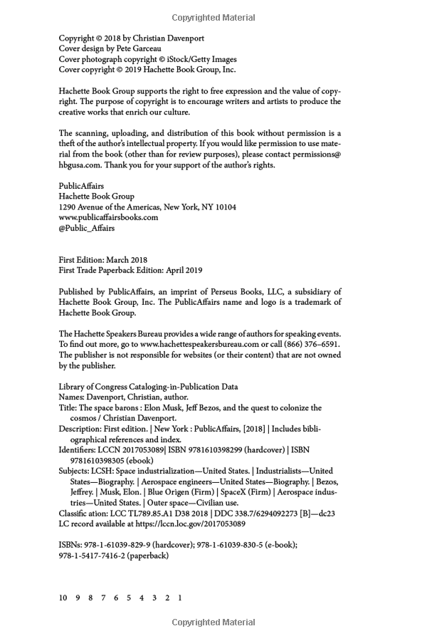 the space barons: elon musk, jeff bezos, and the quest to colonize the cosmos