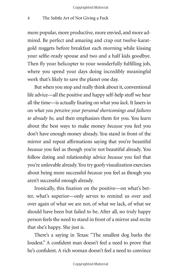 the subtle art of not giving a f*ck: a counterintuitive approach to living a good life