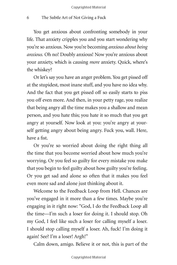 the subtle art of not giving a f*ck: a counterintuitive approach to living a good life