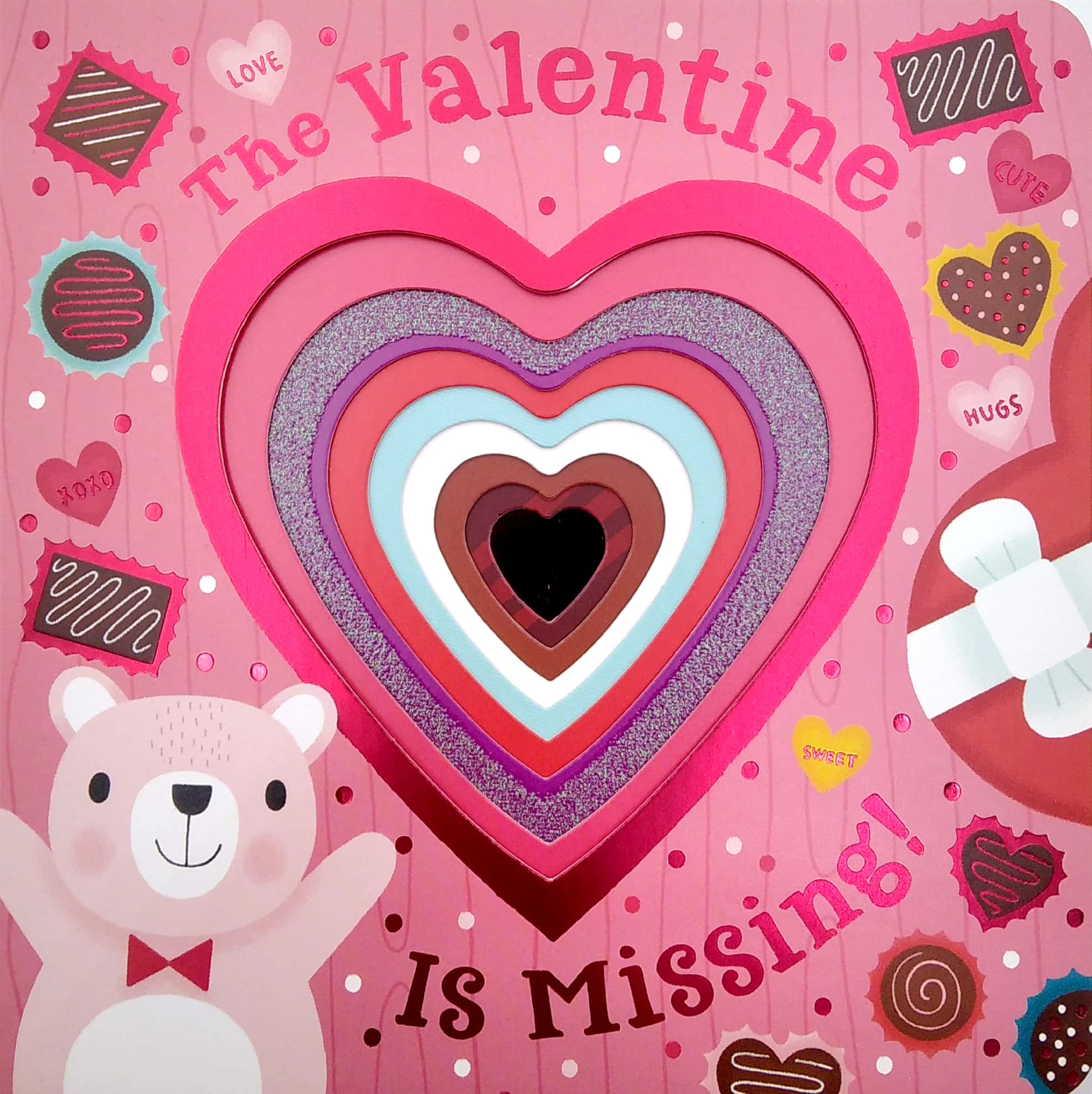 the valentine is missing! board book with cut-out reveals